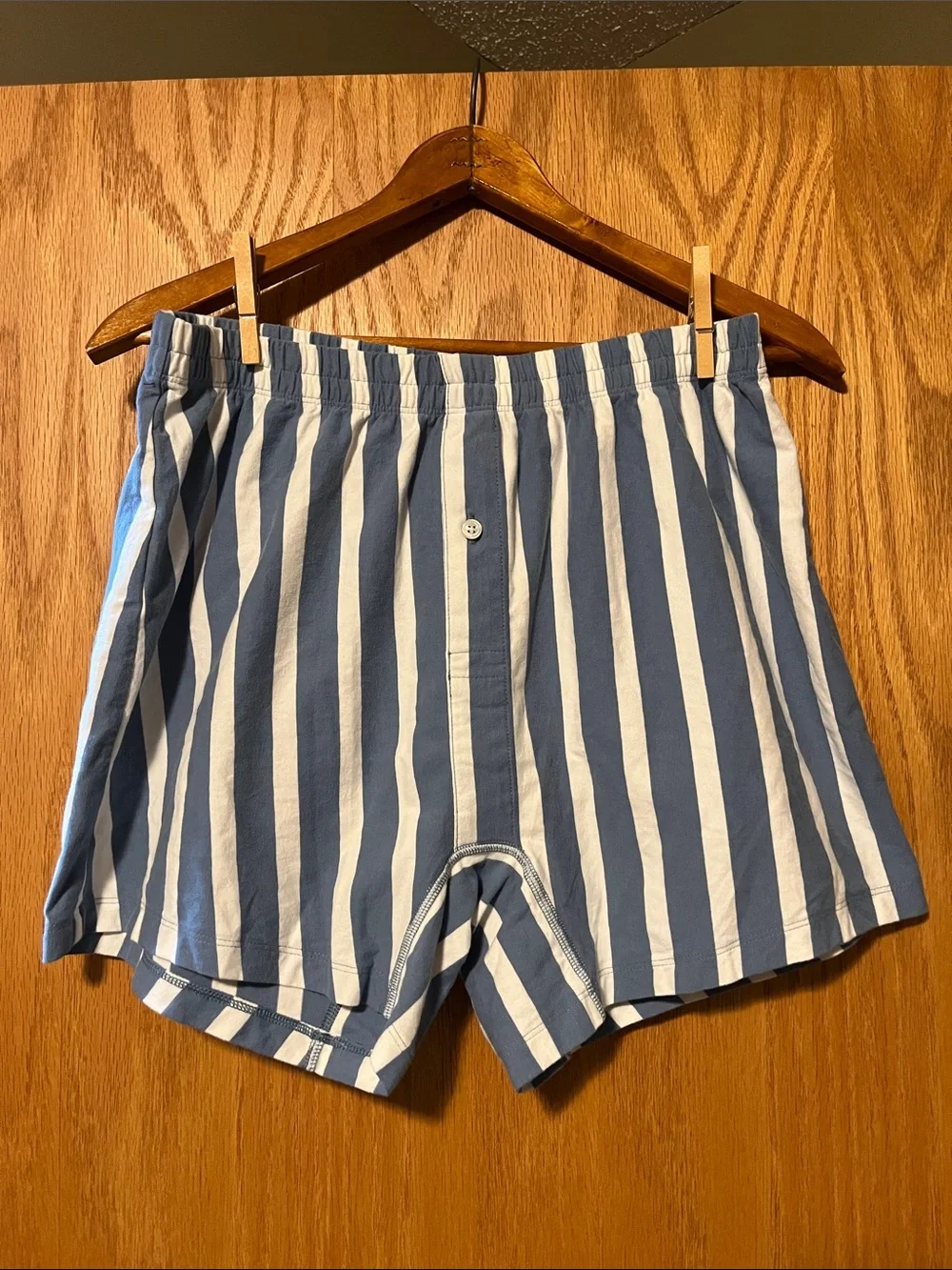 J. Crew Blue and White Vertical Stripe Cotton Boxers
